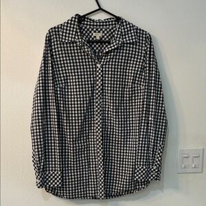Talbots Black and White Gingham Button Down Shirt